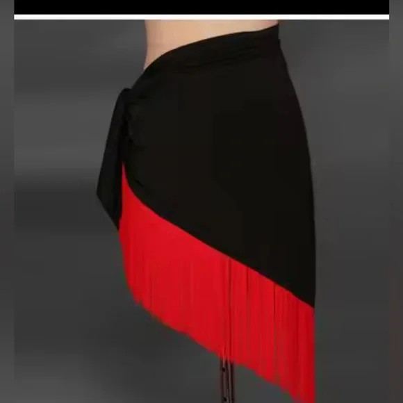 Black and Red Fringe Skirt - Picture 1 of 3